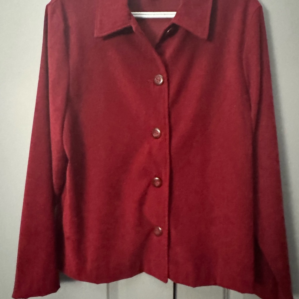 Vintage Women’s Red Velvet Button-Up Jacket